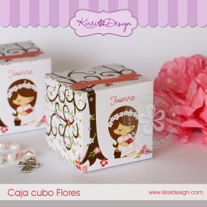 Caja Cubo Comunión Flores