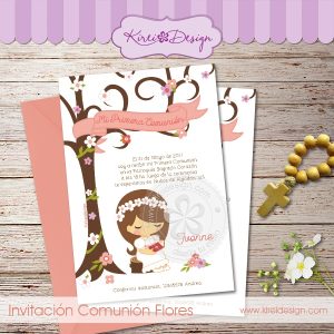Invitación Comunión Flores