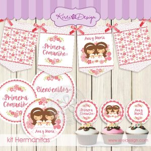Kit imprimible Comunión Mellizas