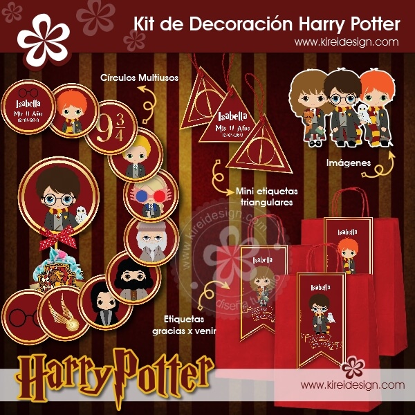 Kit decoración para cumpleaños Harry Potter
