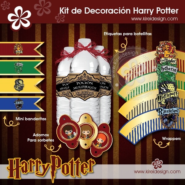 Harry Potter, fiesta imprimible - Kit para decorar cumpleaños y