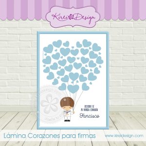Lámina Corazones para firmas (niño)