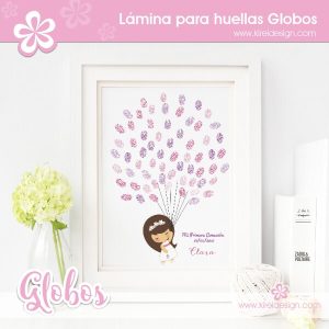Lámina de huellas Globos - Niña