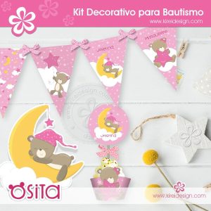 Kit imprimible Bautismo Osita