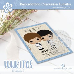 Recordatorio Comunión Funkitos (hermanitos)