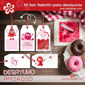 San Valentín: Kit imprimible para desayunos | kireidesign