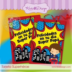 Tarjeta y sobre Superheroe para papá