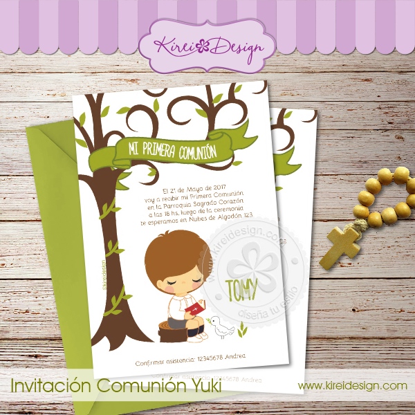 invitacion primera comunion Yuki by kireidesign