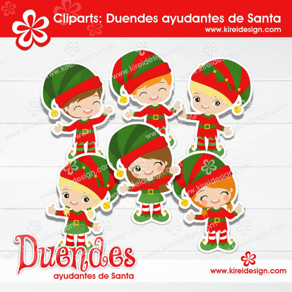 Cliparts-Duendes ayudantes de Santa_Kireidesign