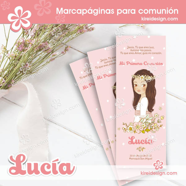 Marcapagina primera comunion modelo Lucia by Kireidesign