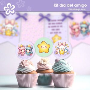 kit imprimible dia del amigo modelo estrellitas