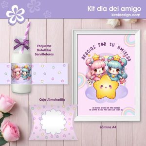 kit imprimible dia del amigo modelo estrellitas