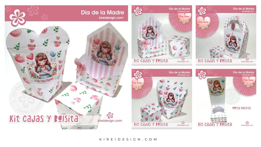 Set de cajas y bolsitas dia de la madre