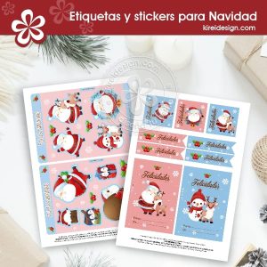 set de etiquetas y tarjetas imprimibles de Papá Noel