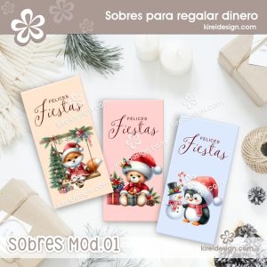 Sobres navideños para regalar dinero