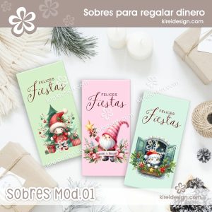 Sobres navideños para regalar dinero