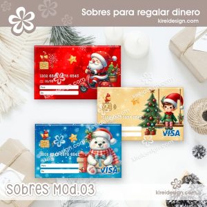 sobres navideños tipo tarjeta de credito