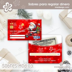 sobres navideños tipo tarjeta de credito