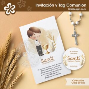 Invitación Primera Comunión Niño - Colección Cáliz de Luz
