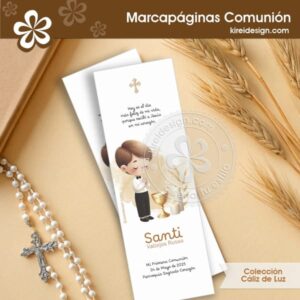Marcapáginas Primera Comunión Niño - Colección Cáliz de Luz