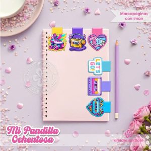 Stay Tuned – Marcapáginas Imantados + Etiquetas para Regalar | Edición 80s – Set Imprimible para Decorar y Compartir
