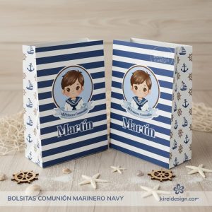 Bolsita Marinera Navy Personalizada para comunion de niños