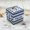 Cajita cubo imprimible Primera Comunión Niño Marinero Navy personalizada con nombre