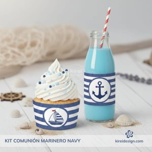 wrappers y etiquetas comunion modelo marinero navy para niños by kireidesign