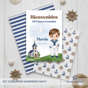 papeles digitales primera comunion modelo marinero navy by kireidesign