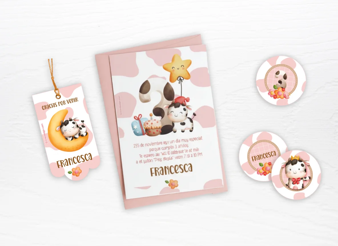 kit vaquita para cumpleaños by kireidesign