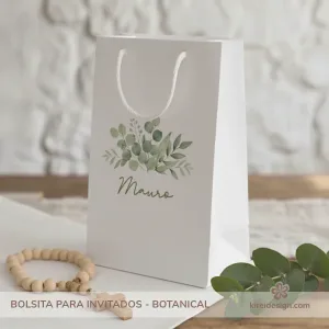 bolsita para dulces primera comunión botanical personalizada hojas verdes