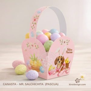 Canasta imprimible rosa para pascua Mr. salchichita by kireidesign