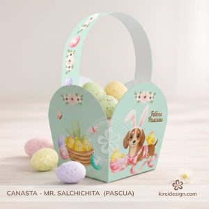 Canasta imprimible verde para pascua Mr. salchichita by kireidesign
