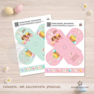 canasta para imprimir de pascau color rosa coleccion mr. salchichita