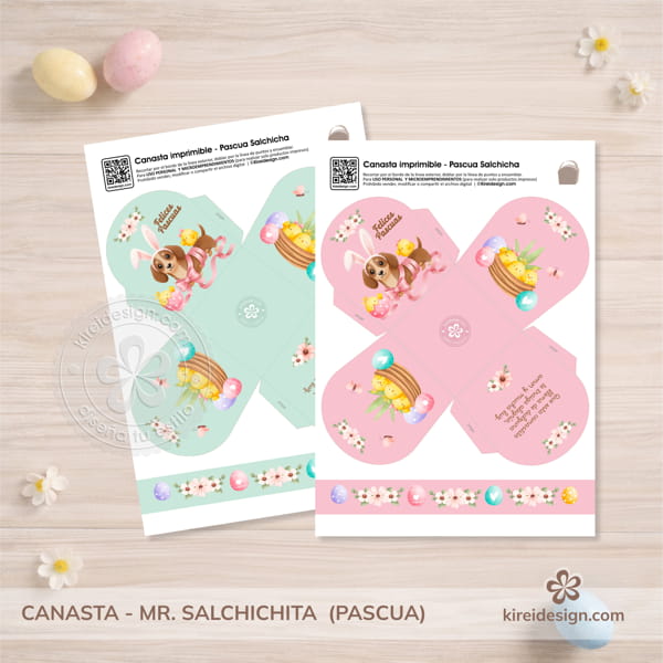 imprimible canastas pascua_kireidesign canasta para imprimir de pascau color rosa coleccion mr. salchichita