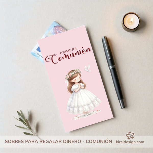sobres para regalar dinero - comunion (7) sobres para regalar dinero - comunión niña y paloma