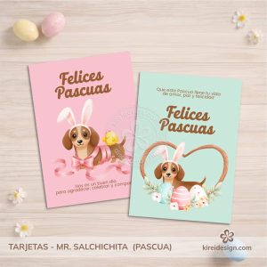 Tarjetas para pascua – Mr. Salchichita Edición Pascua | Imprimible en PDF