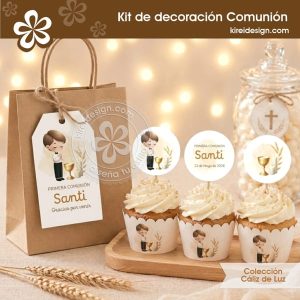 Kit de decoración imprimible primera comunión para niños, kireidesign