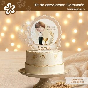 Kit de decoración imprimible primera comunión para niños, coleccion cáliz de luz by kireidesign