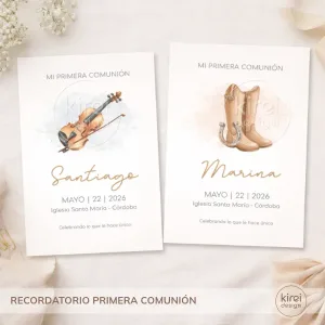 recordatprio de primera comunion personalizado con actividades a eleccion