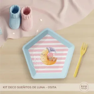 kit para baby shower colección sueñitos de luna con osita