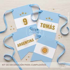 kit imprimible selección argentina para cumpleaños_ Banderines