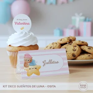 kit para baby shower colección sueñitos de luna con osita