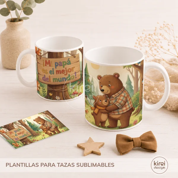 Plantillas para sublimar tazas_kireidesign (2) Plantillas para sublimar tazas Día del Padre con 10 diseños exclusivos para papá en formato JPG tamaño 20x9 cm listas para imprimir y sublimar.