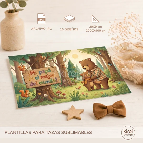 Plantillas para sublimar tazas_kireidesign (5) Plantillas para sublimar tazas Día del Padre con 10 diseños exclusivos para papá en formato JPG tamaño 20x9 cm listas para imprimir y sublimar.