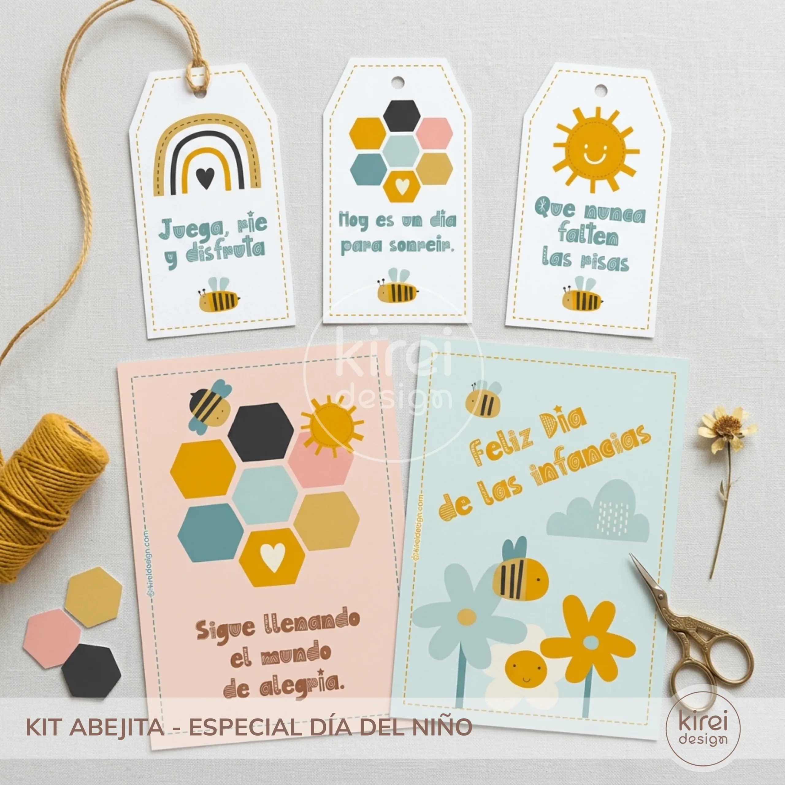 kit abejitas dia del niño_tags_ Kireidesign