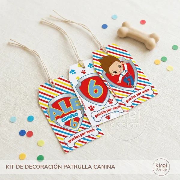 kit de decoracion patrulla canina_etiquetas_kireidesign_