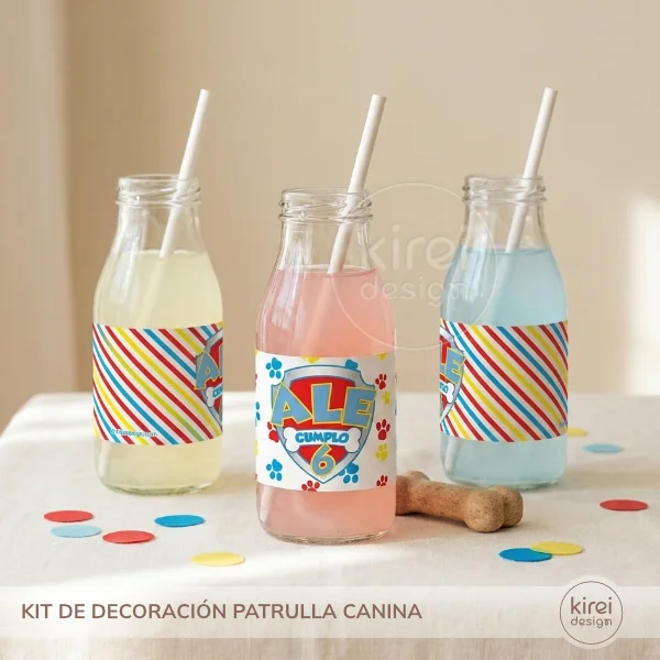 kit decoracion patrulla canina_etiquetas botellitas_kireidesign_